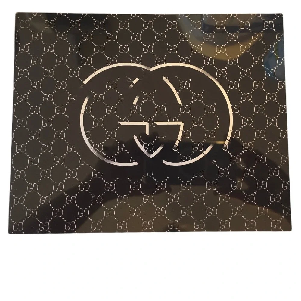 Gucci Monogram Canvas Wall Art Black Silver Interlocking GG Logo Home Decor 10x8